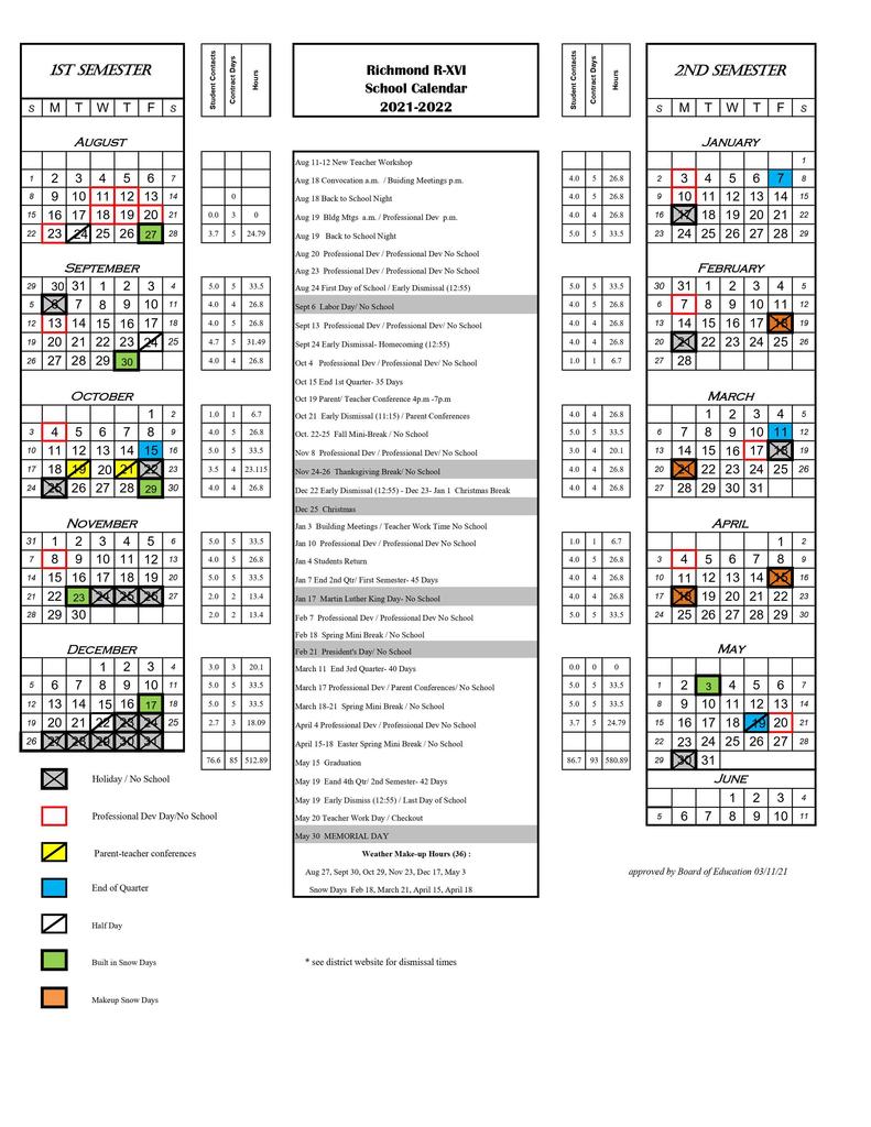 2021-22 Calendar