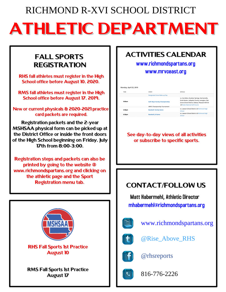 Fall Sports Registration
